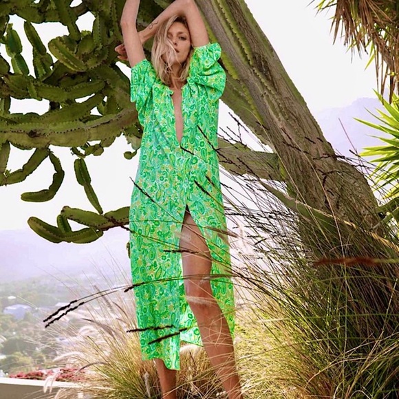 ZARA Printed Shirt Dress Midi Dress - Picture 1 of 13